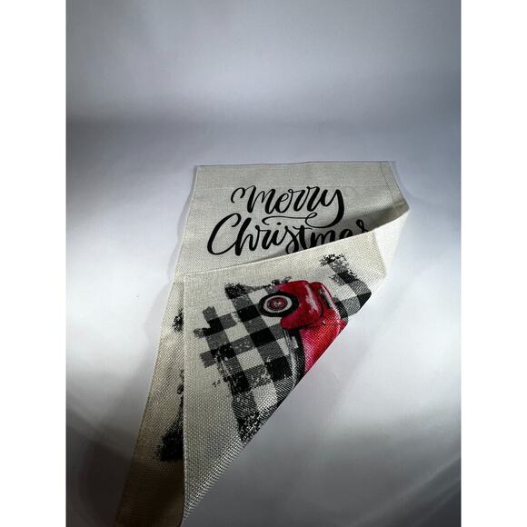 NEW Christmas Garden Yard Flag Buffalo Plaid Red Old Truck Canvas Double Sided - Picture 7 of 8